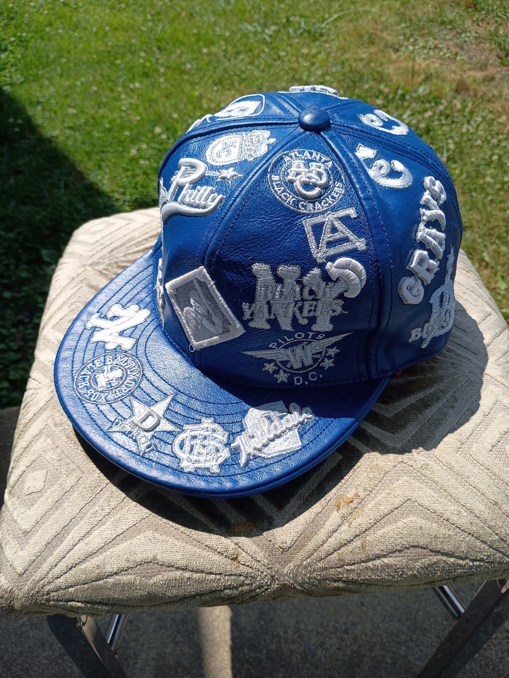 J Head Royal Blue Leather Fitted Hat